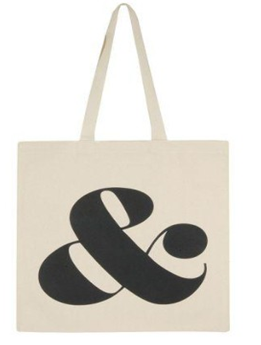 White Cotton Handbag With Black Print Global Markets