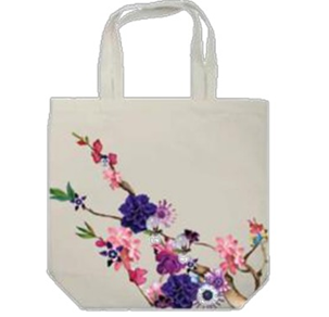 White Floral Printed Cotton Shopping Handbag Wholesale Importers