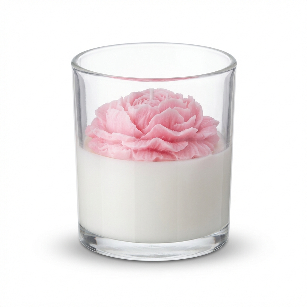 Pink Rose Luxury Scented Soy Candle – Premium Glass Jar