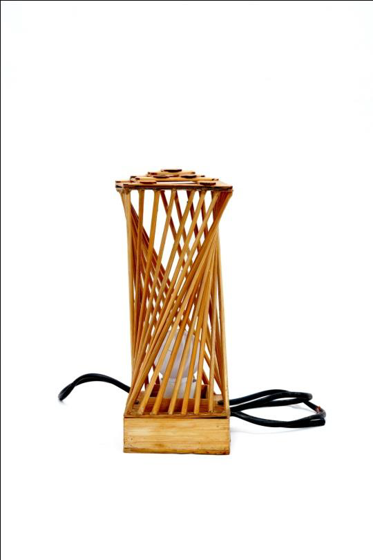Bamboo Table Lamp with wire ,holder and bulb
