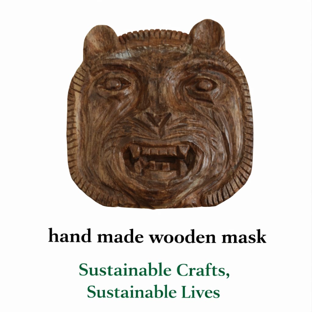 HANDMADE WOODEN MASK (ETHICAL WALL DECOR)