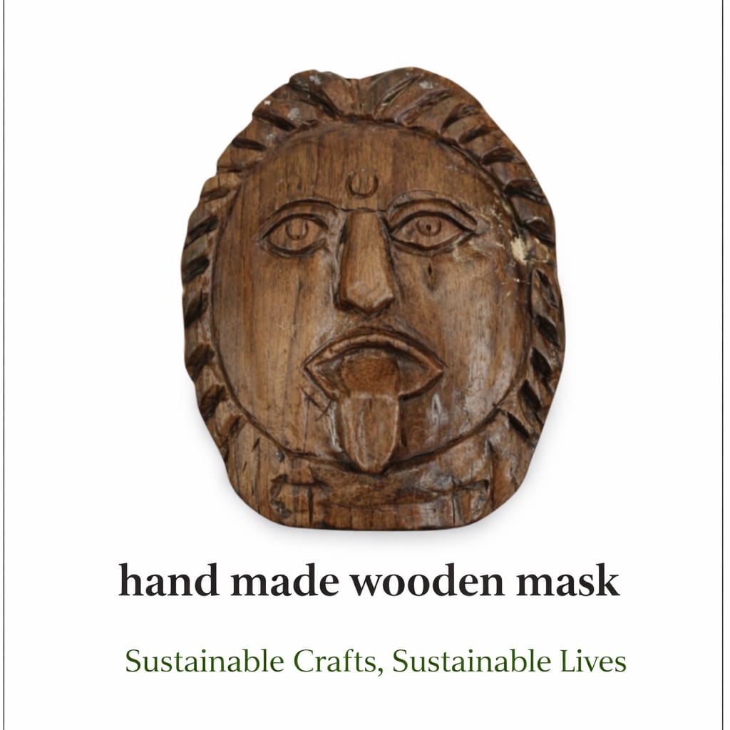 HANDMADE WOODEN MASK (ETHICAL WALL DECOR)
