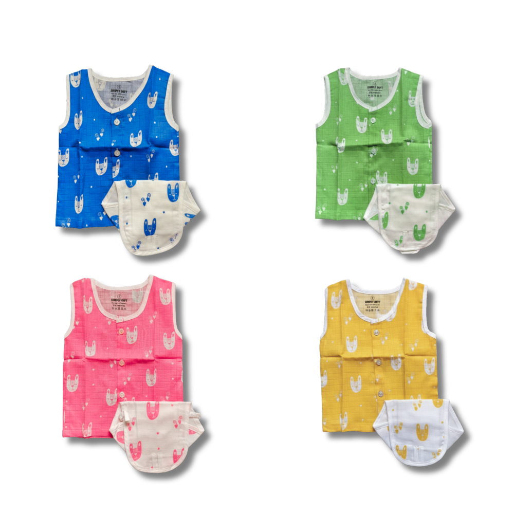 Muslin Cotton Jabla and Nappy Set for Baby 3–6 Months | 8 Piece Infant Clothing Set