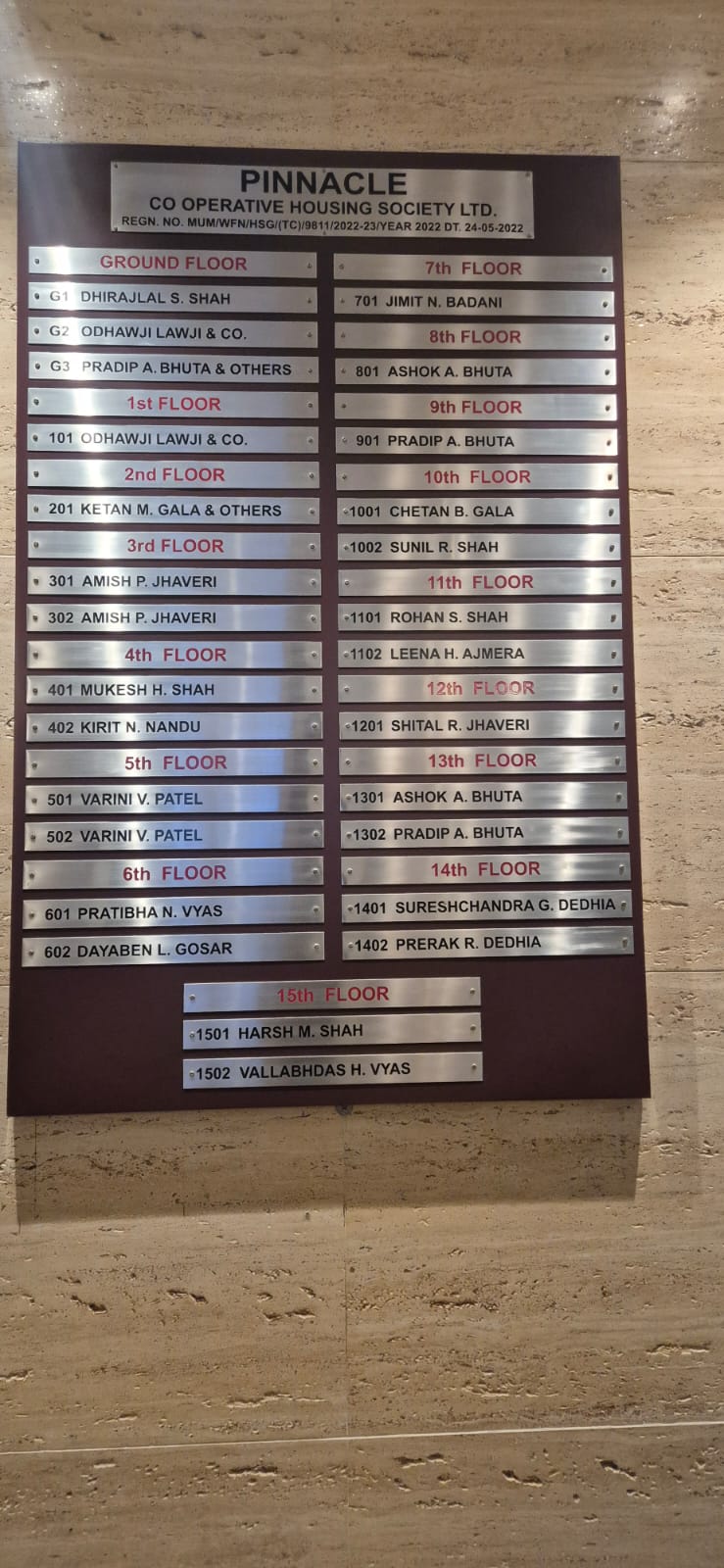Society name plates 