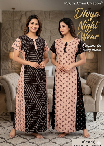 Brown & Pitch two tone xl size Pure cotton Nighty for women