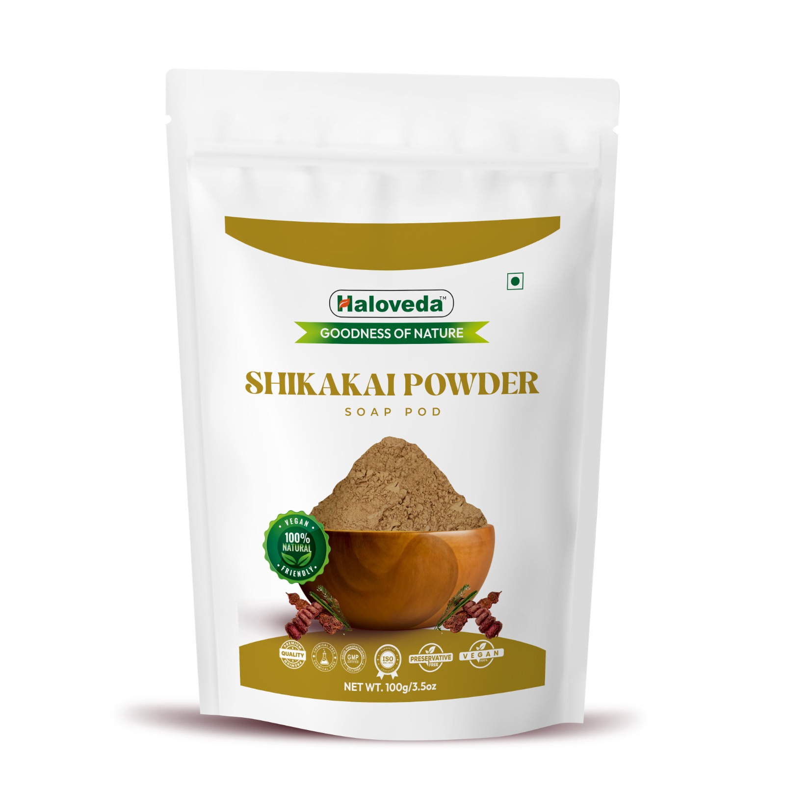 Haloveda Herbal Shikakai Powder for Hair | 100% Pure & Natural Hair Cleanser | Hair Growth, Anti-Dandruff & Hair Fall Control | Chemical-Free Herbal P