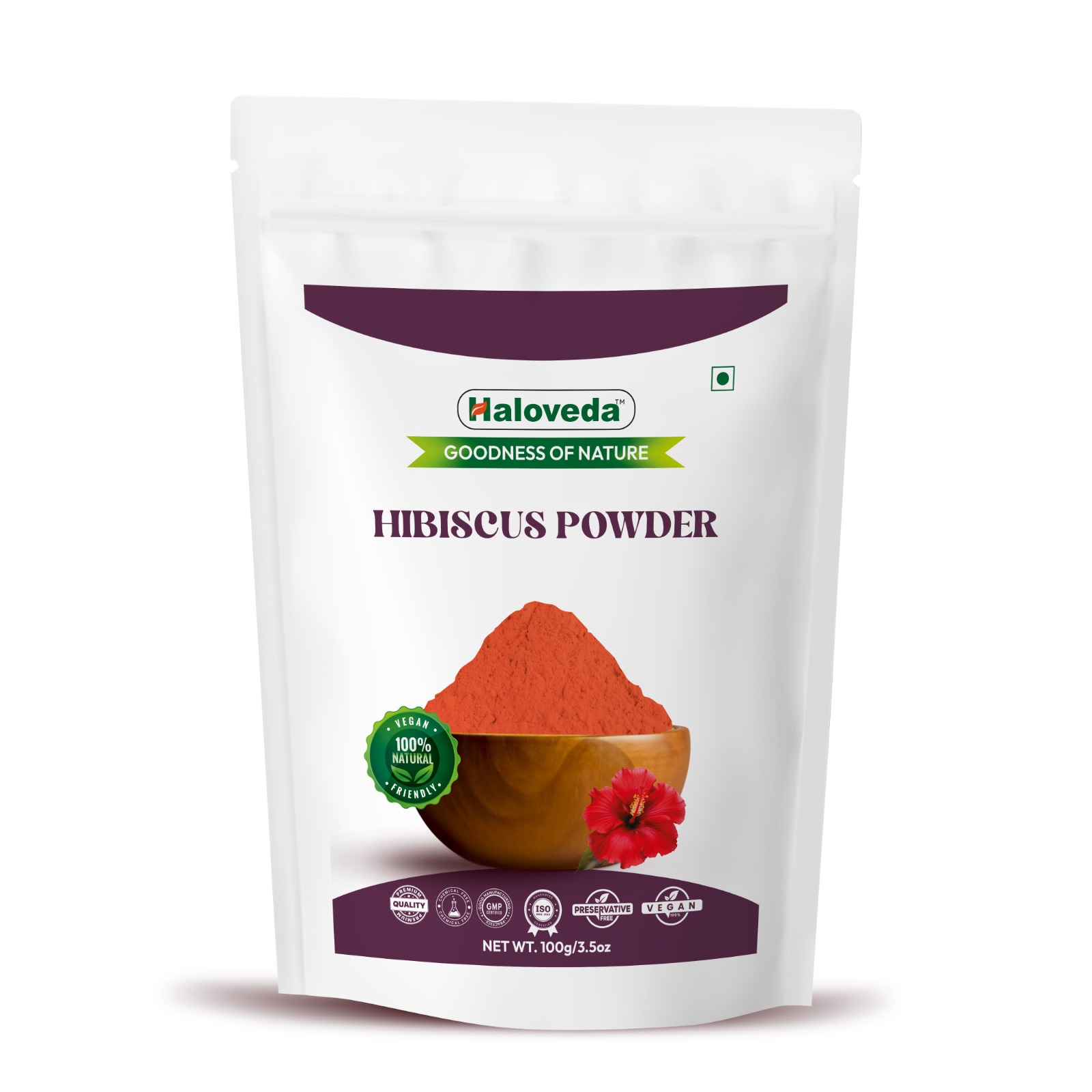 Haloveda Herbal Hibiscus Powder for Hair & Skin | 100% Pure & Natural Gudhal Powder | Hair Growth, Hair Fall Control & Skin Glow | Chemical-Free Herba