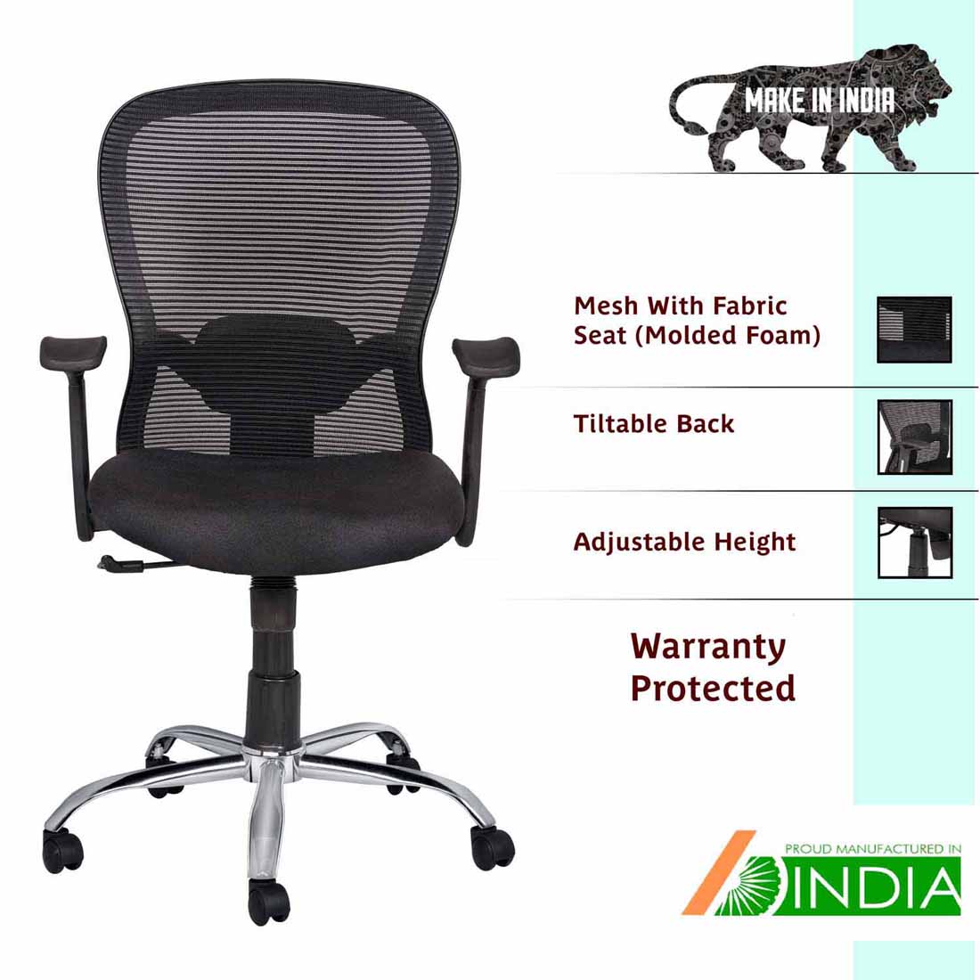 Mango Blossom Southampton Mid Back ergonomic office executive chair black