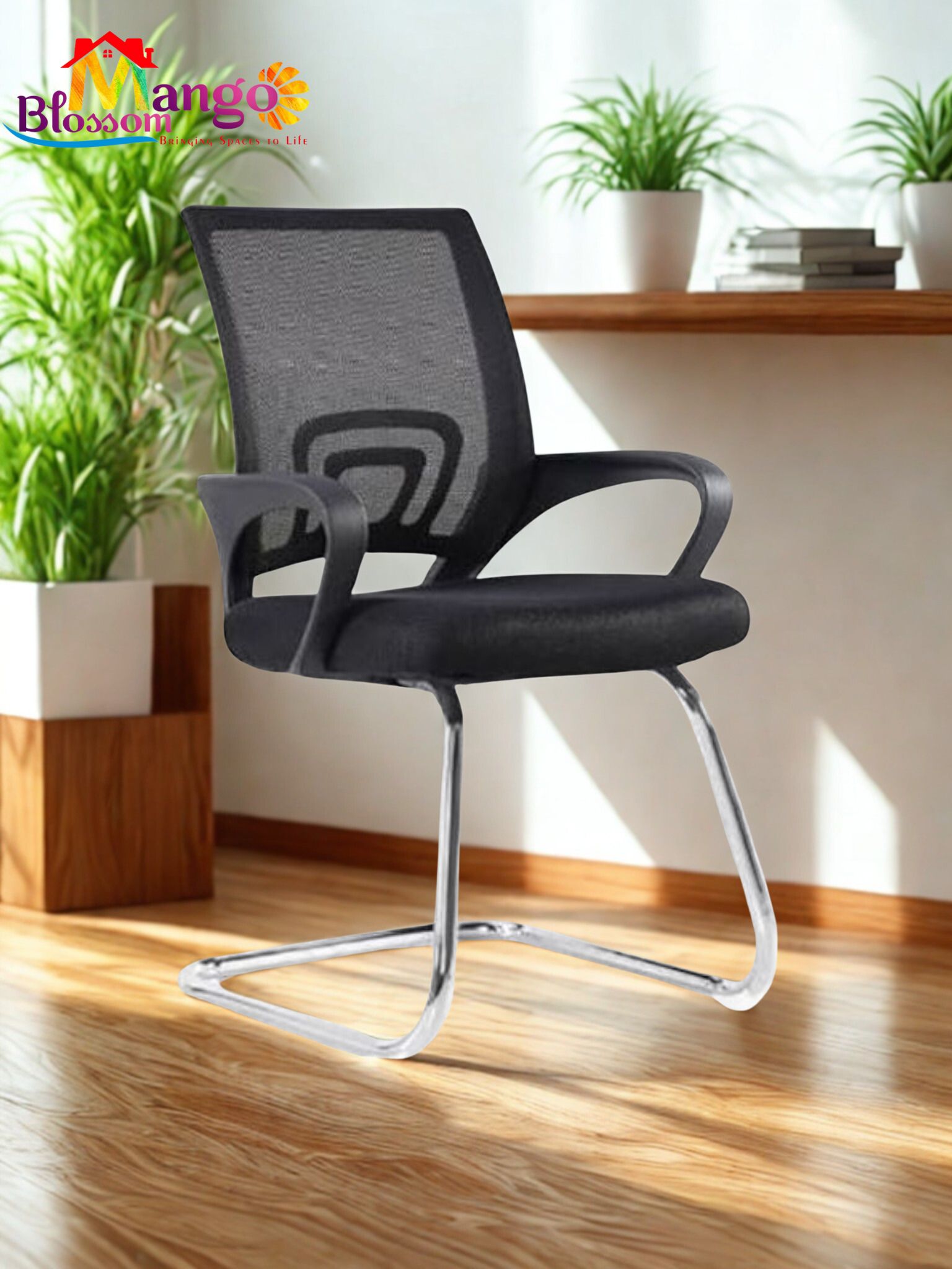 Mango Blossom Arnos egonomic mid back mesh Visitor chair Black