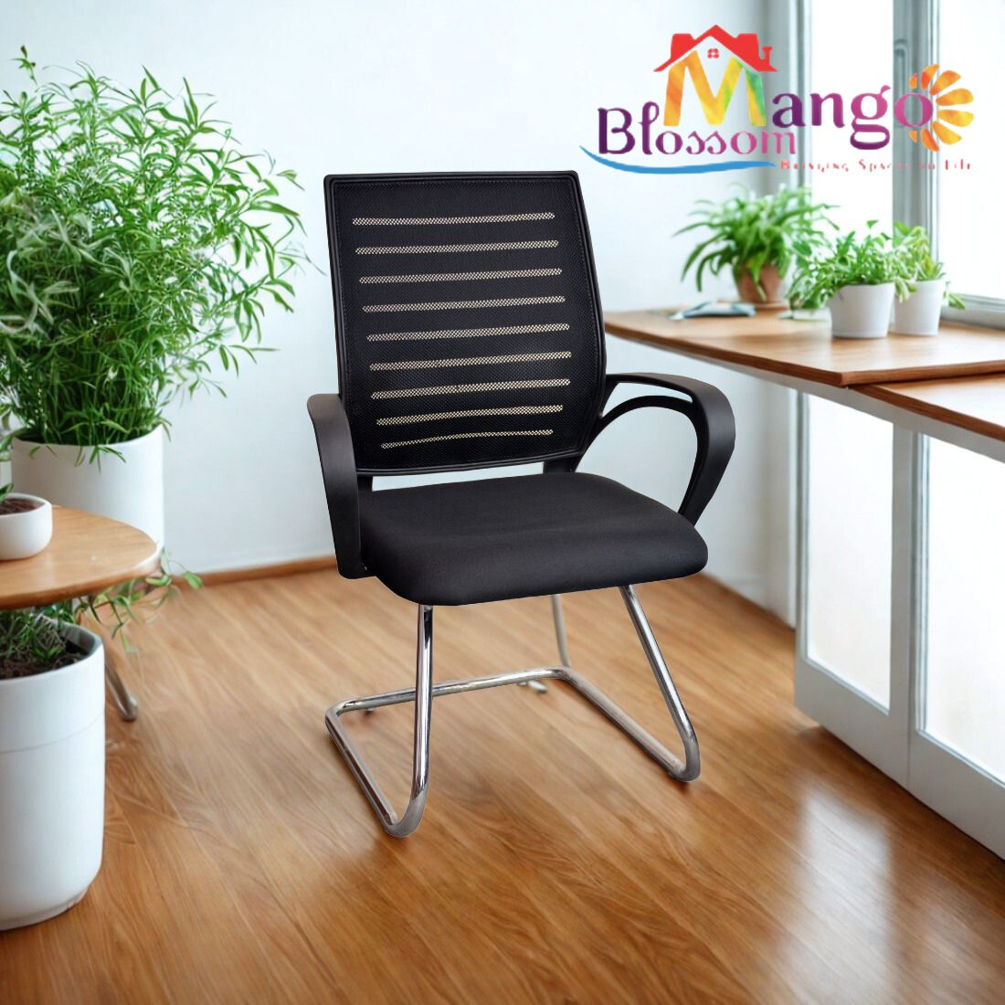 Mango Blossom Vicenza egonomic mid back mesh Visitor chair Black