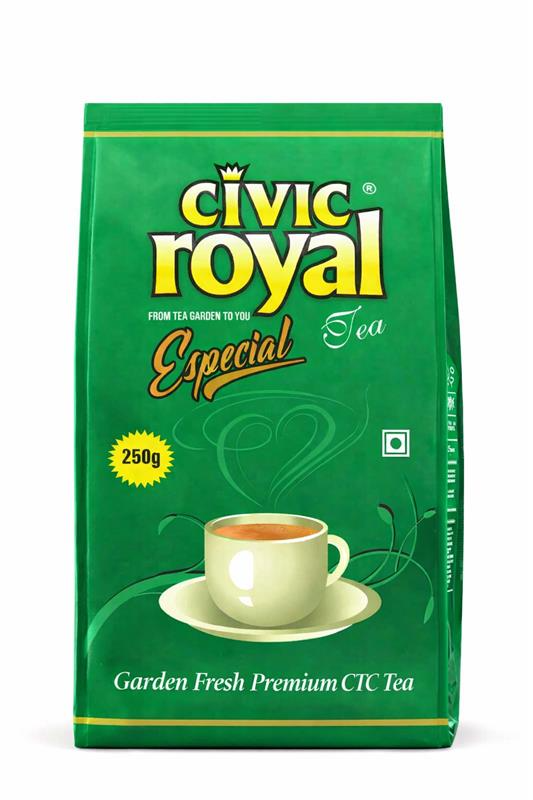 Civic Royal Especial Tea 250 gm Packet, Garden Fresh Premium, Black CTC, Tea Garden to You, (PACK OF 4) 1 K