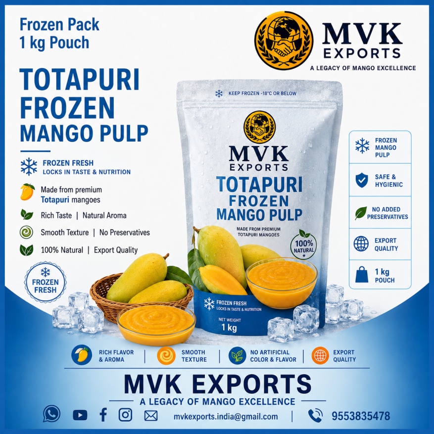Totapuri Frozen mango pulp 1 kg pouch