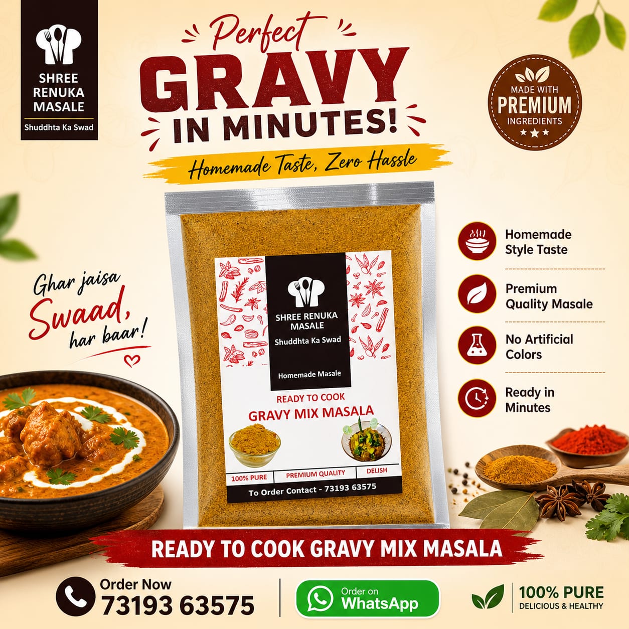 Gravy Mix Masala for all types of Vegetables/Paneer