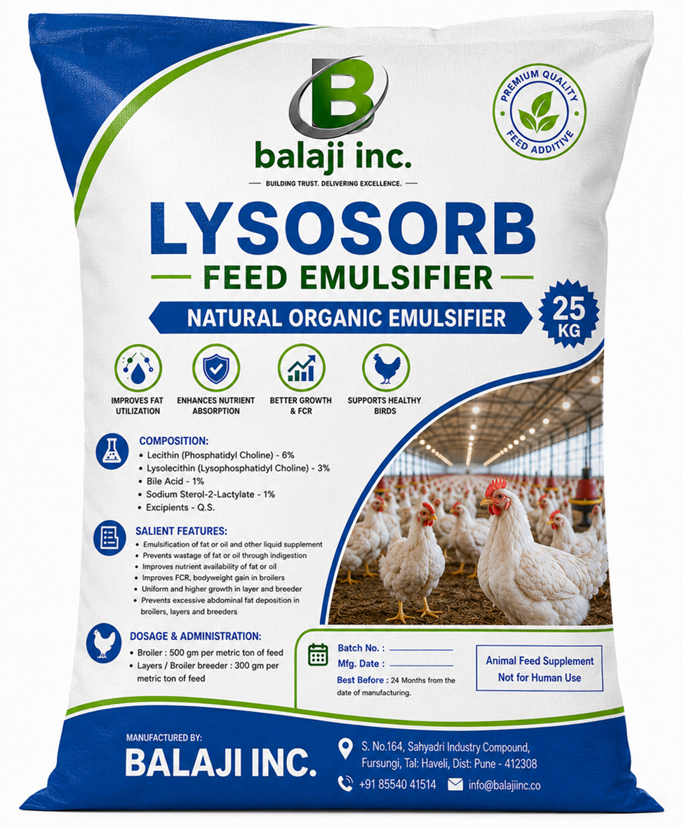 Lysosorb 25kg - Natural Feed Emulsifier for Poultry Fat Digestion & Nutrient Absorption