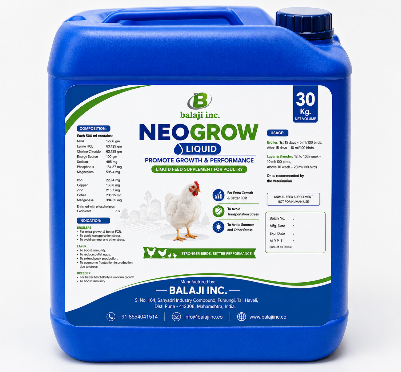 Neogrow Liquid 30 Ltr - Growth Promoter & Gut Health Supplement for Poultry