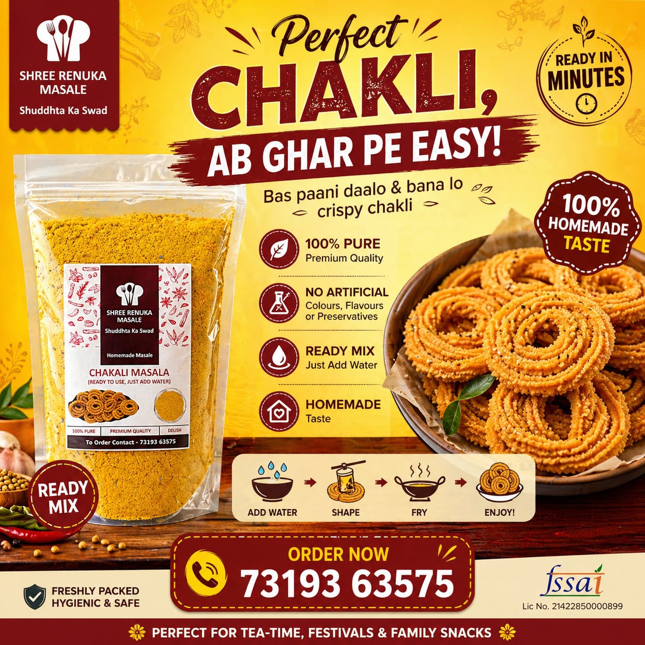 Chakali Masala | Ready to Use Mix | 500g Pack of 2 (250 gm each) | Combo