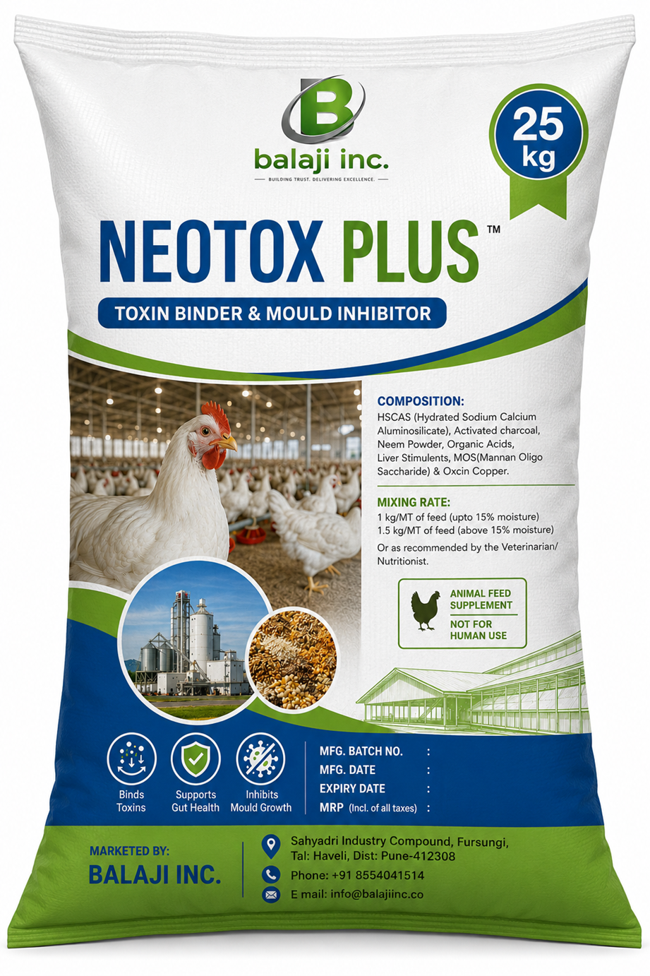 Neotox Plus - Advanced Mycotoxin Binder 25kg Multi-Toxin Control for Poultry Feed