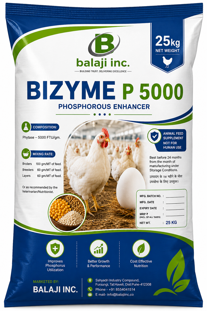 Bizyme P5000 - Phytase Enzyme 25kg Phosphorus Absorption Enhancer for Poultry Feed
