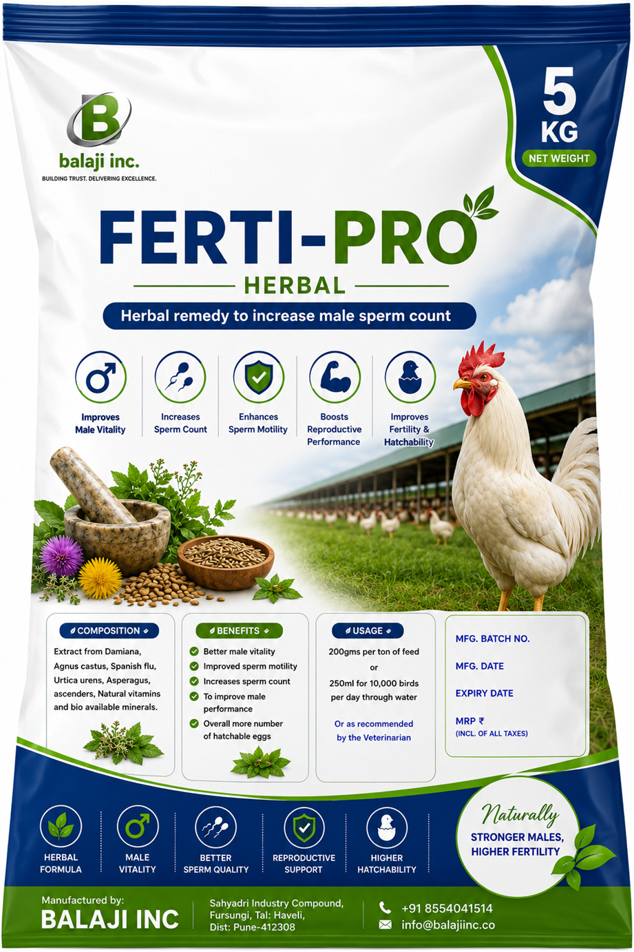 Ferti-Pro Herbal Male Fertility Booster - 5kg x 5 Pack