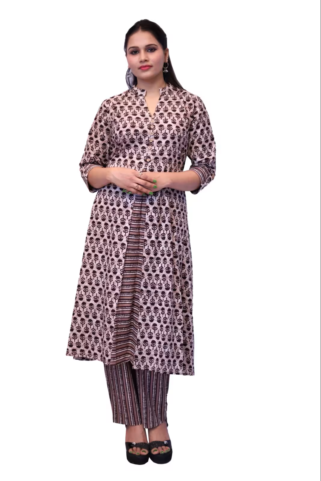 Leezle Premium Quality Pure Cotton Printed A-Line Kurti for Womens- LSTL0029CFE