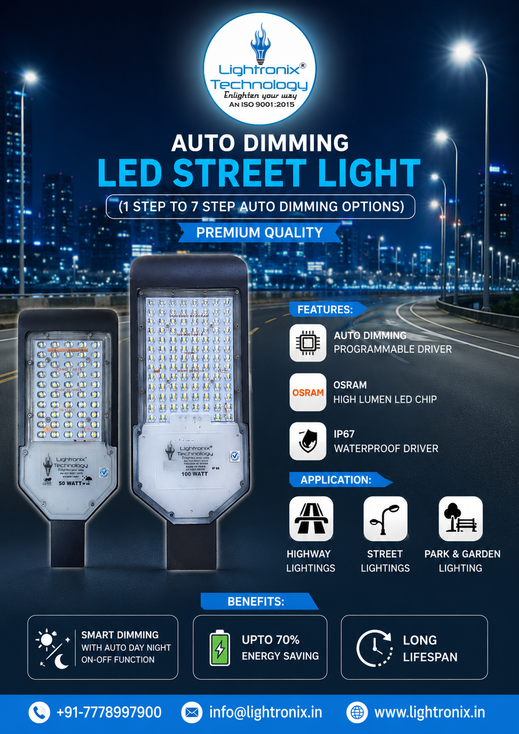 SMART LED STREET LIGHT WITH AUTO DIMMING