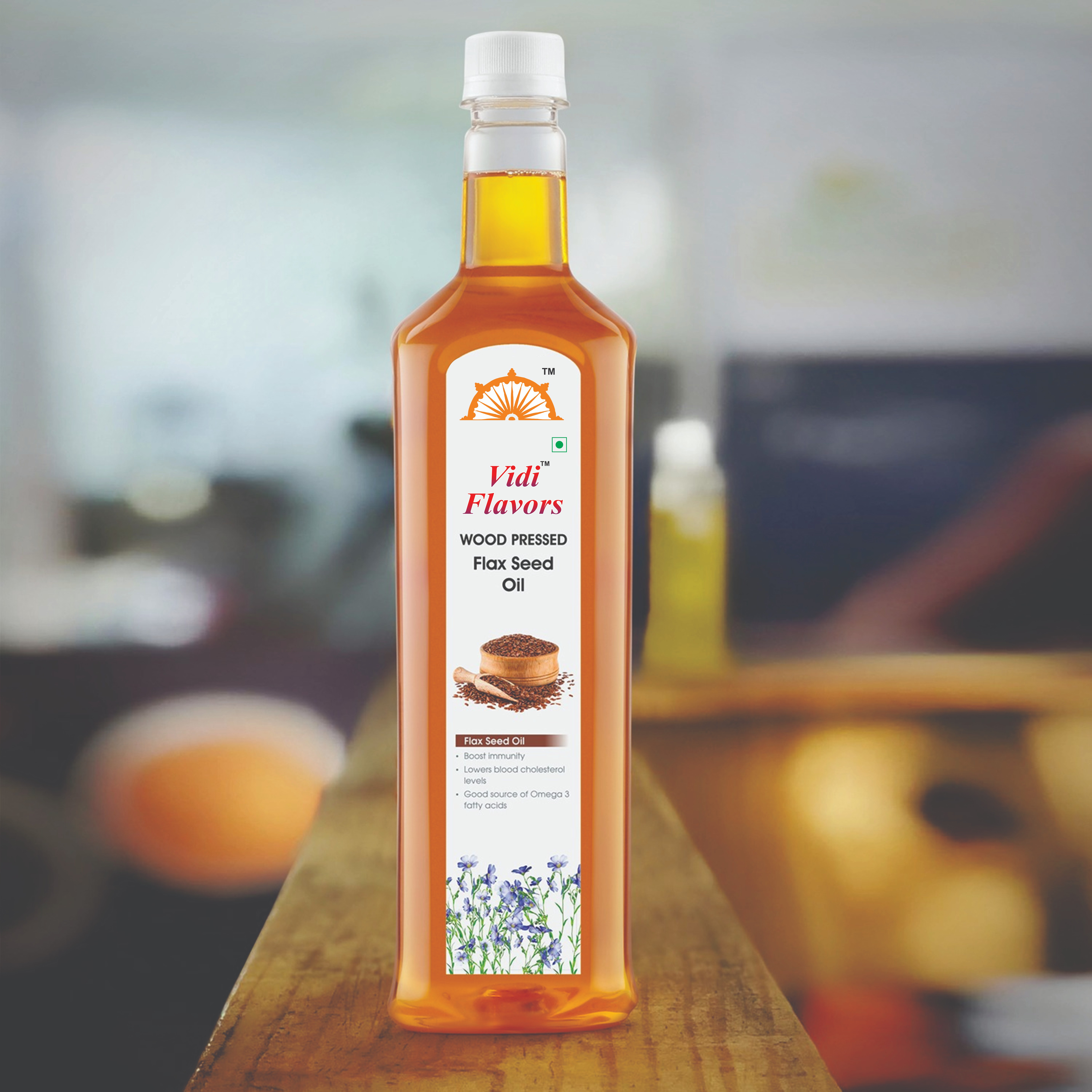 Wood pressed Flax seed oil