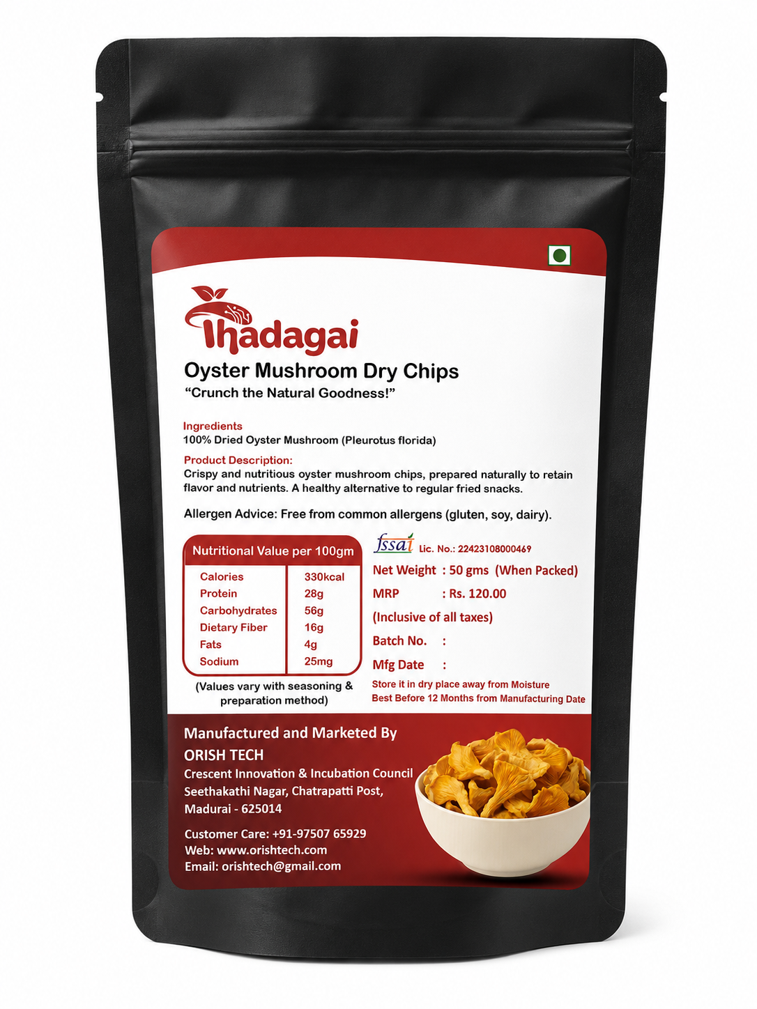 Thadagai- Dry Mushroom Chips