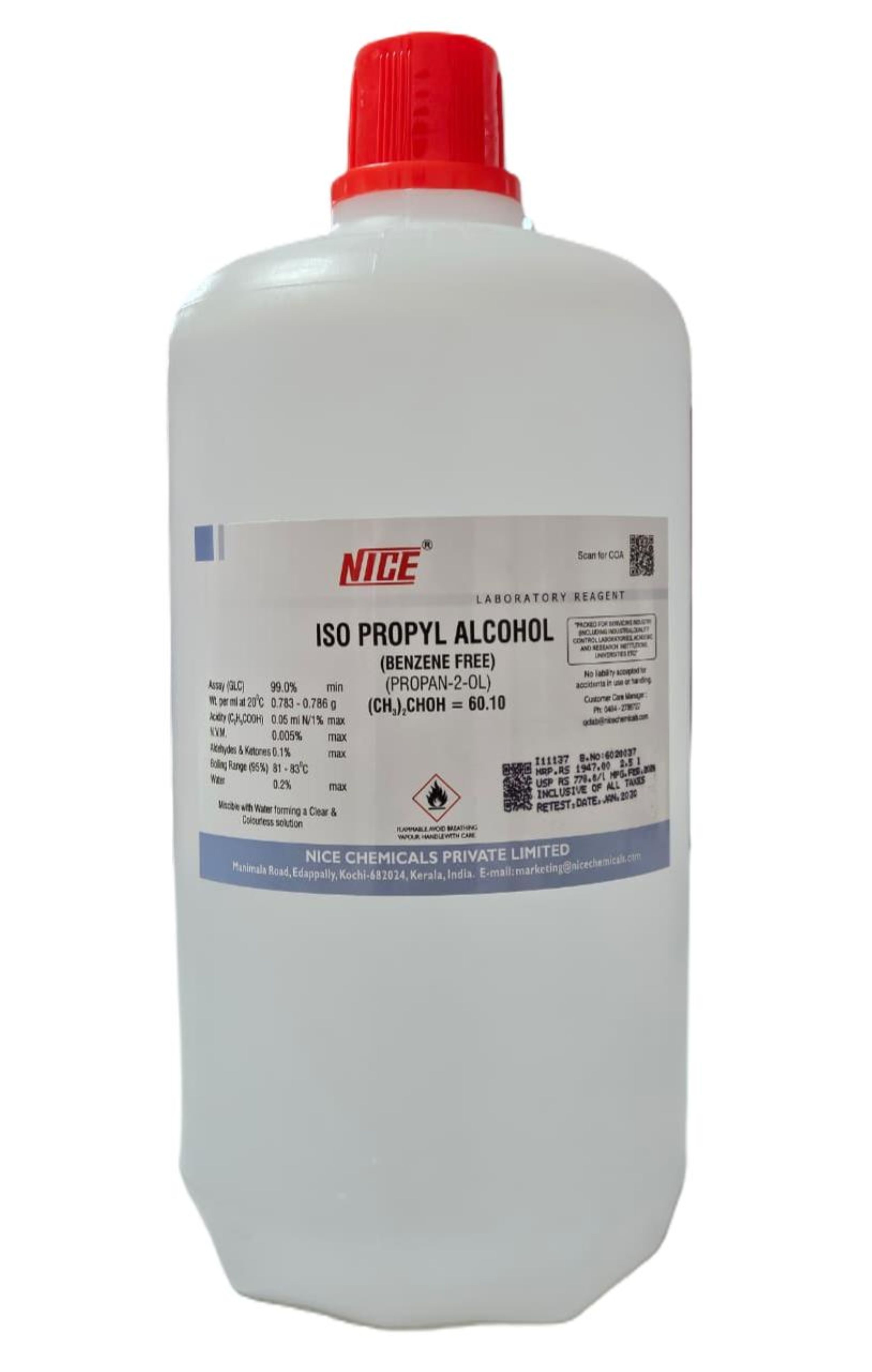  Isopropyl alcohol - 99% (Benzene free) 2.5L