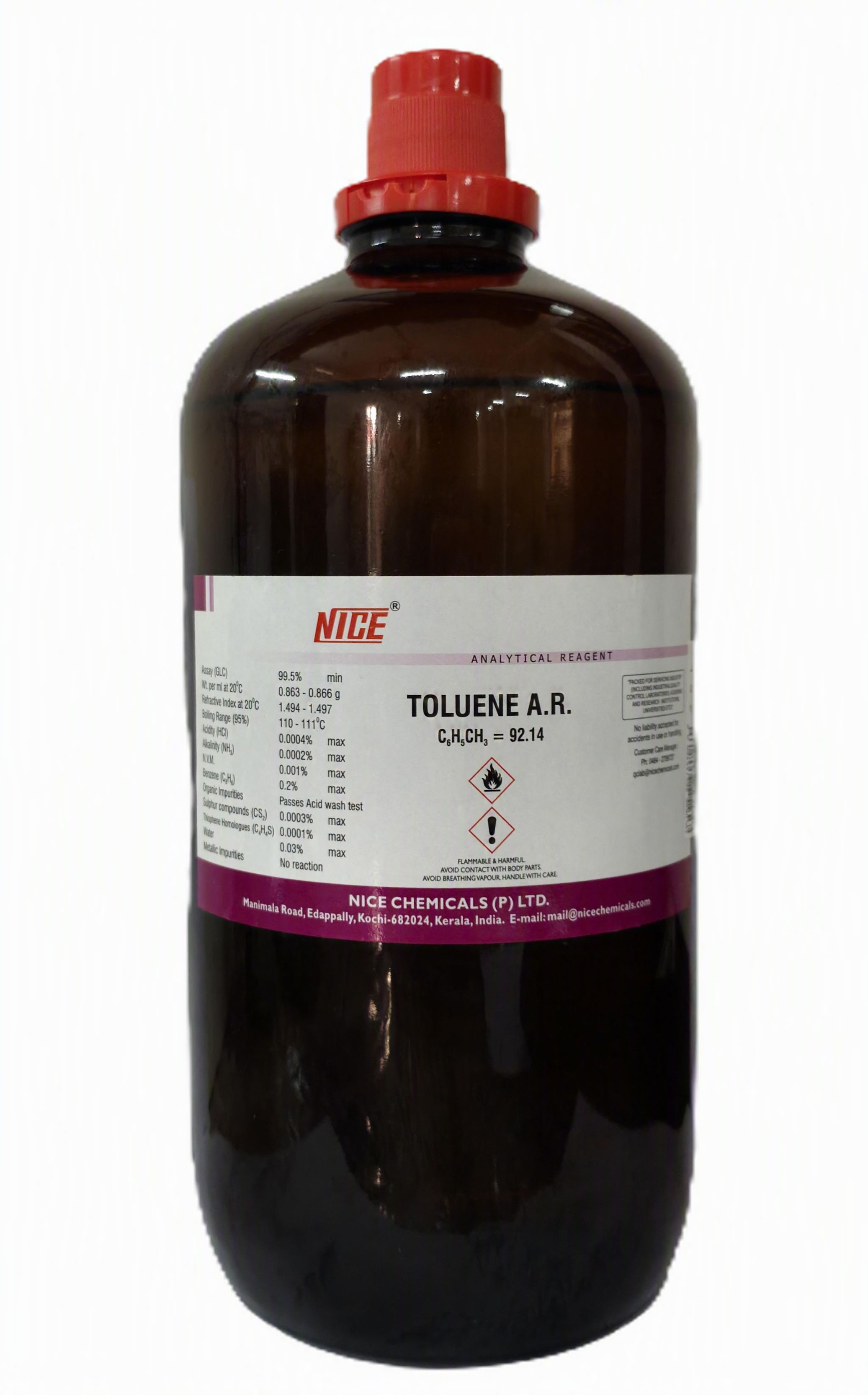  Toluene rectified A.R. - 99.5% (confirms to ACS  specification)
