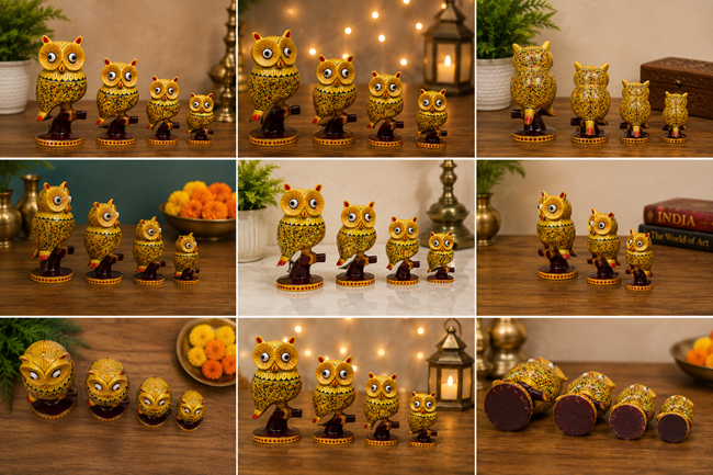 hand-painted wooden owl