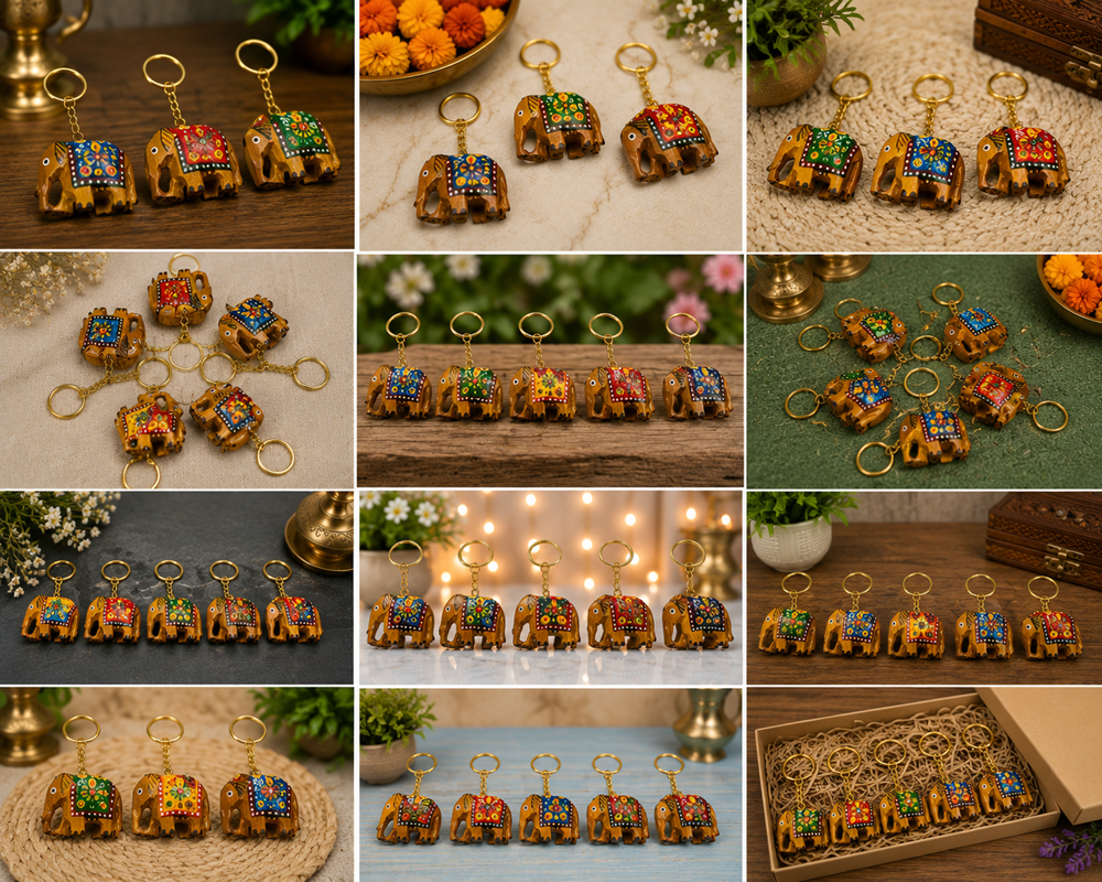 WOODEN ELEPHANT KEYCHAIN 