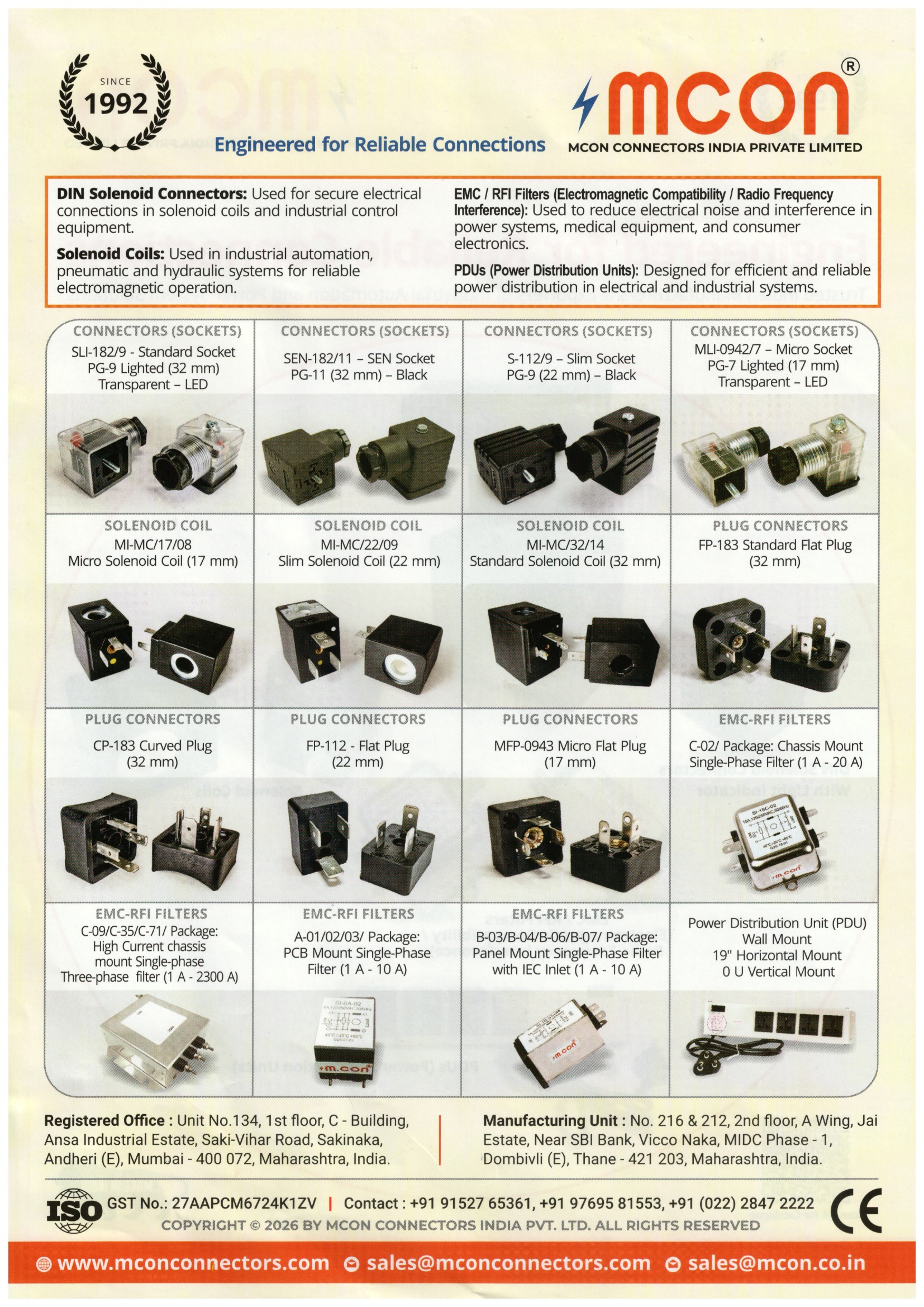 DIN Connector, Solenoid valve Connector