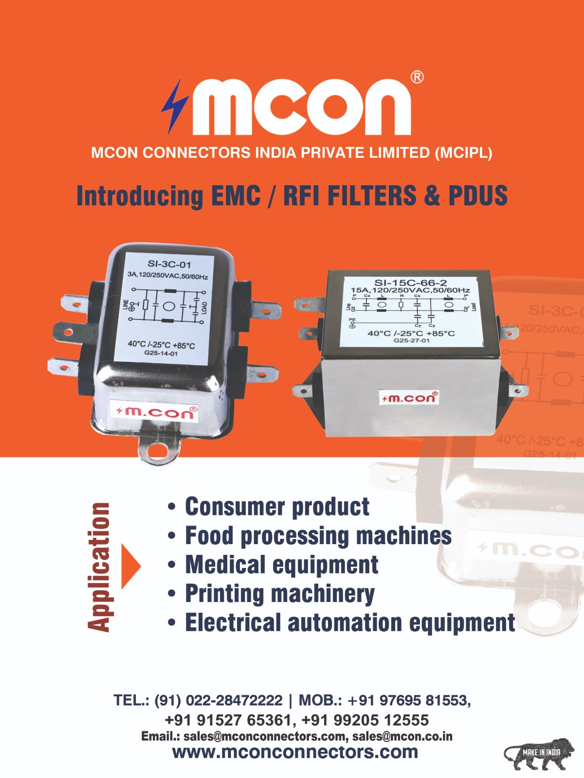 EMC/ RFI Filters, PDUs - ISO & CE marking