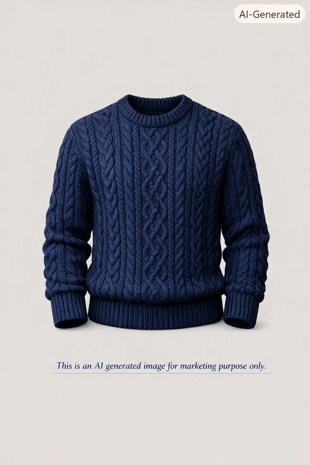 Men’s Cable Knit Outwear – Aran Style (Deep Navy)