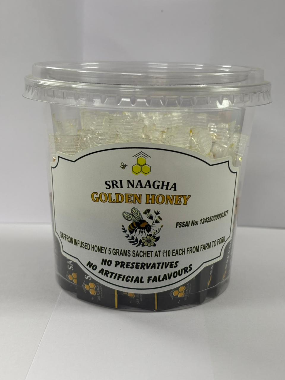 SRI NAAGHA GOLDEN HONEY Saffron Honey Sachets 5gm 10Pcs./  Jar