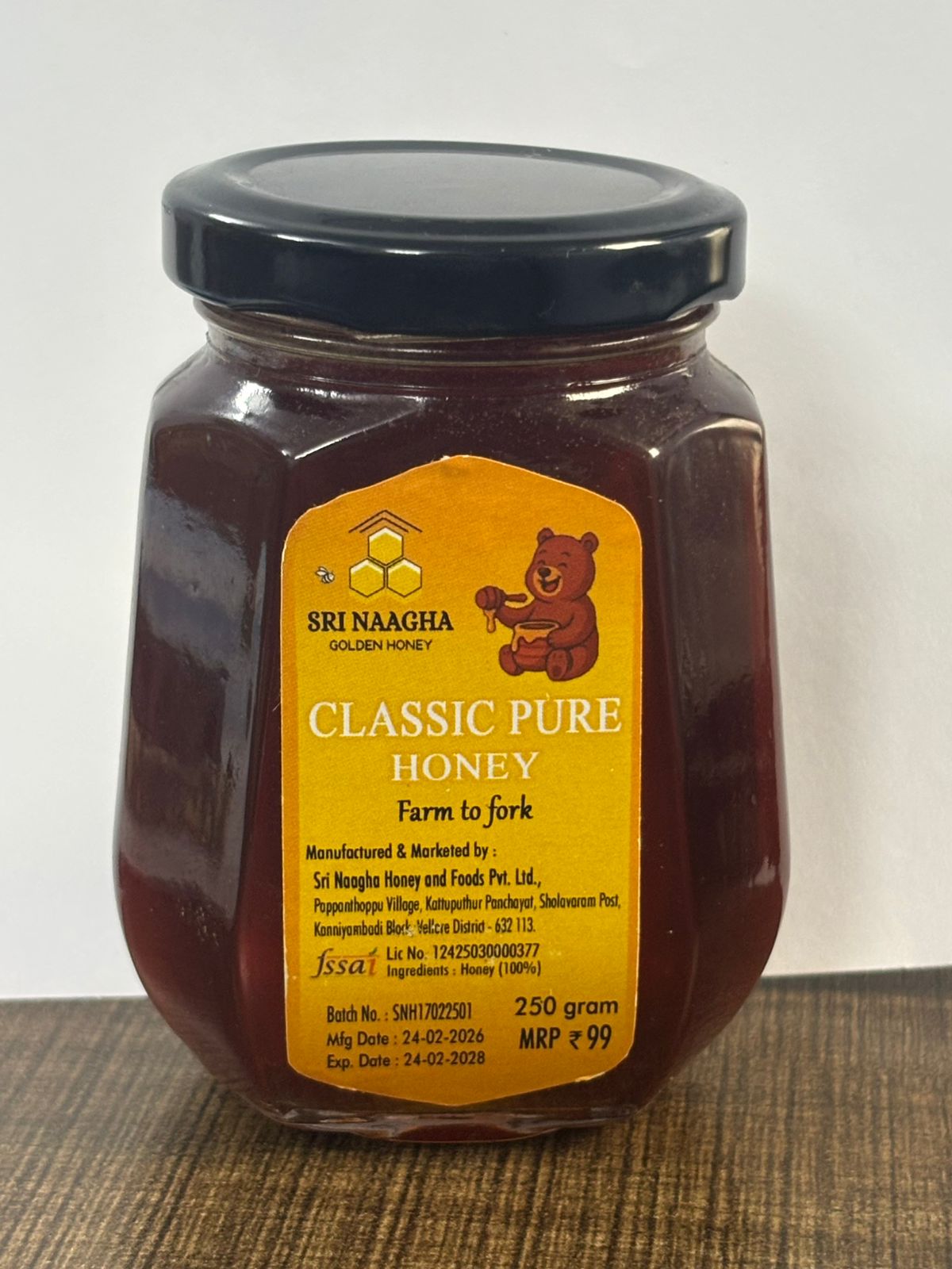 SRI NAAGHA GOLDEN HONEY Classic Pure Honey 250gm Bottle 