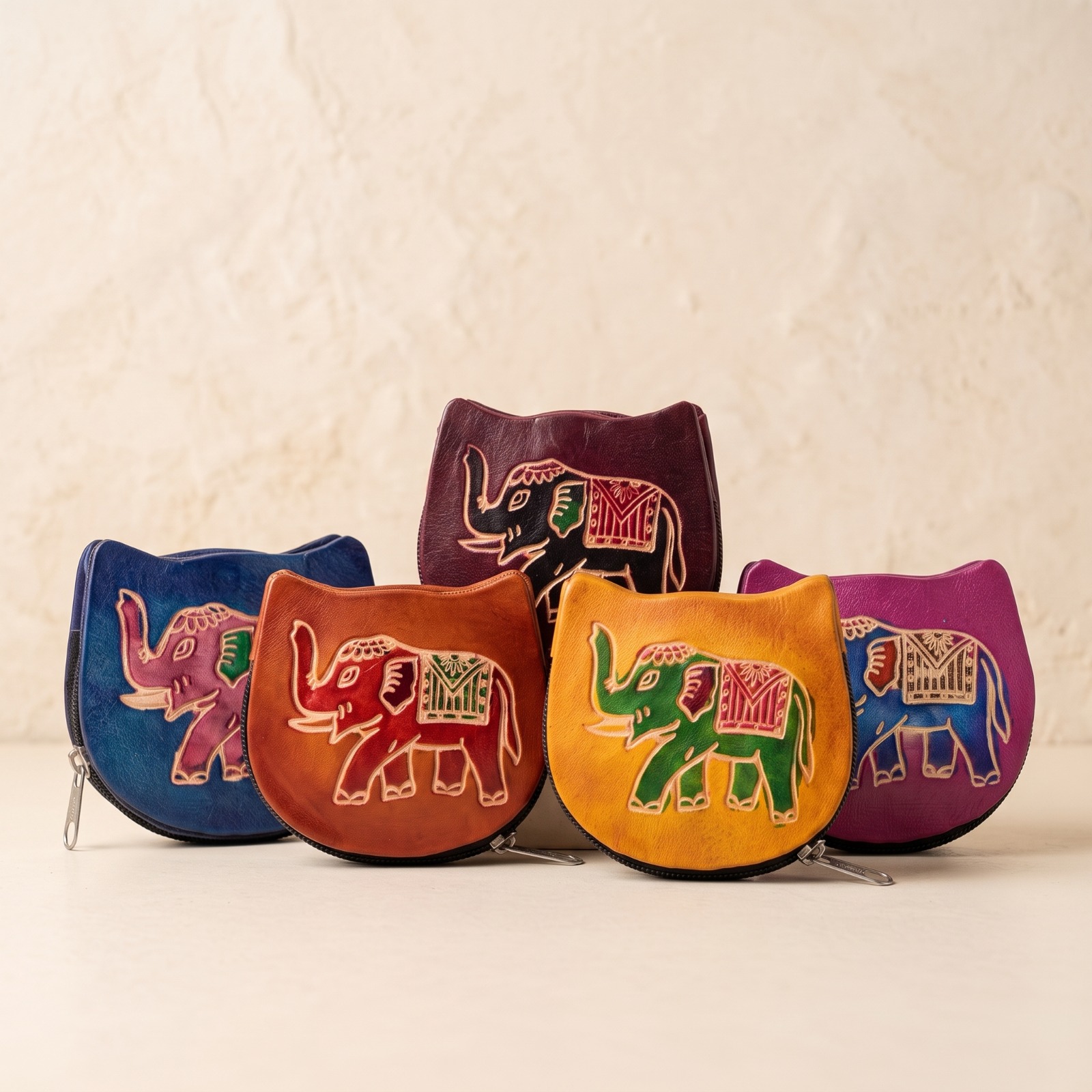 Elephant Design Genuine leather Small Coin Purse 