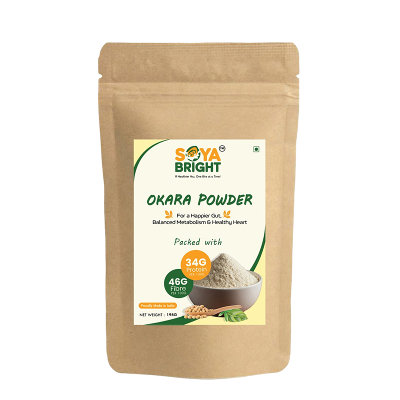 Soya Bright Okara Powder 195g (Pack of 1) | High Fiber Soy Superfood | Plant Protein | Preservative Free | Vegan | Gluten Free Soy Pulp Powder