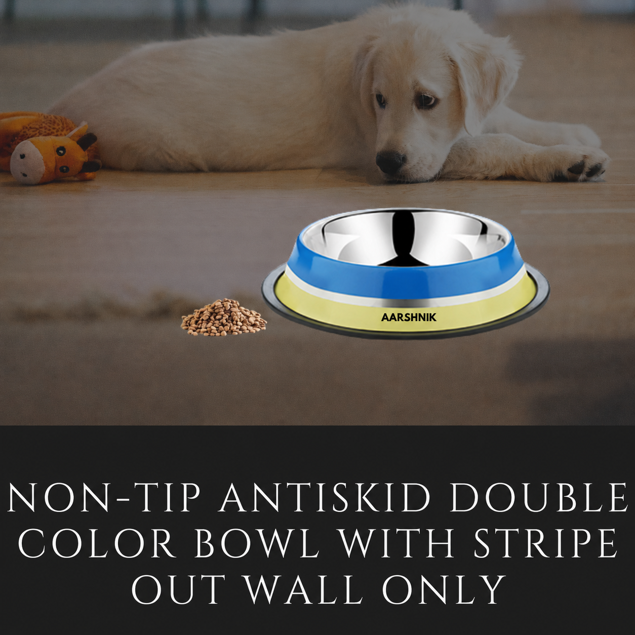 Non-Tip Antiskid Double Color Bowl with Stripe – Out Wall Only