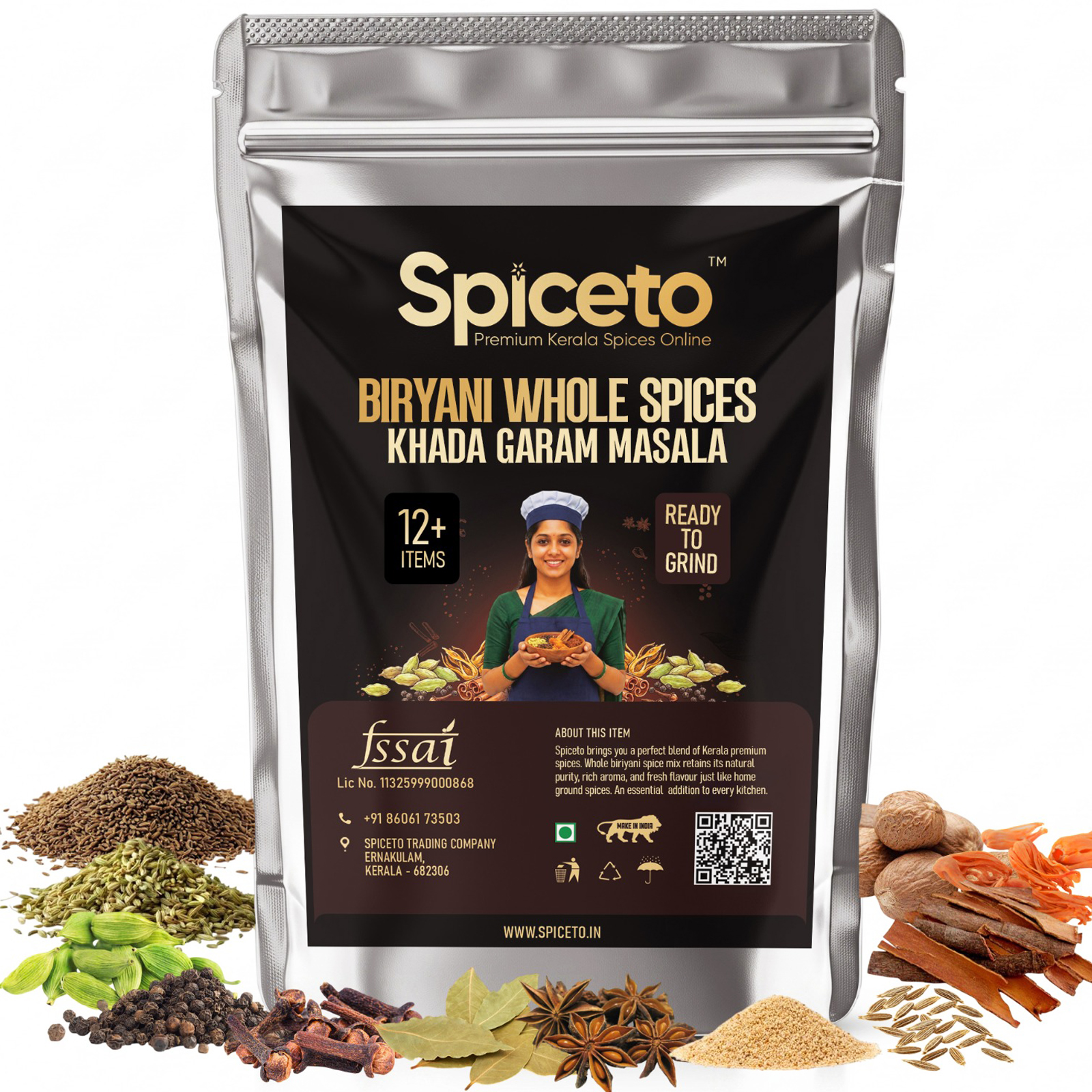 Spiceto Whole Garam Masala 90g | 12 Hand-Weighed Spice Blend
