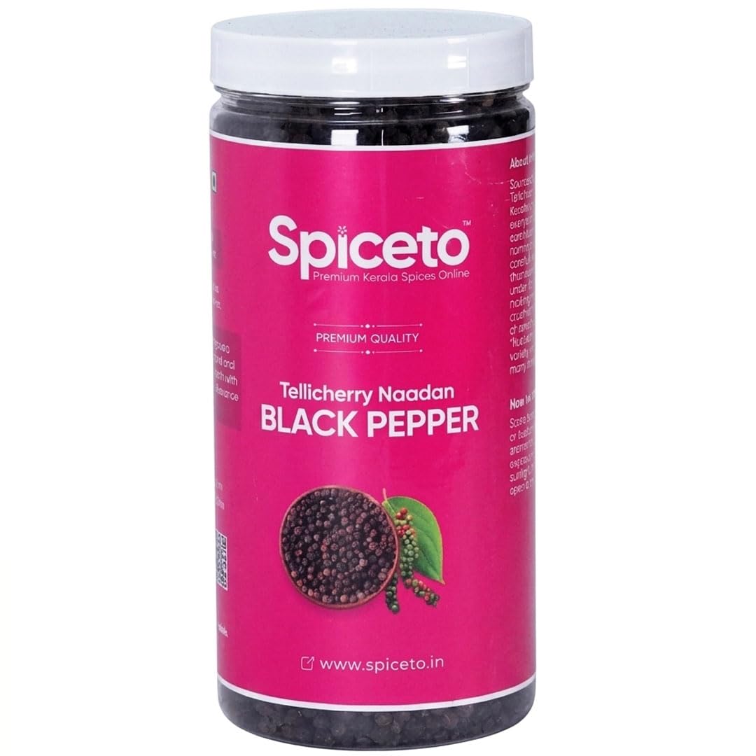 Spiceto Tellicherry Whole Black Pepper 500g | Kali Mirch | 2026 Fresh Harvest | Single-Origin Kerala