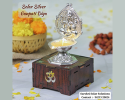 Solar Silver coated Ganapati Diya