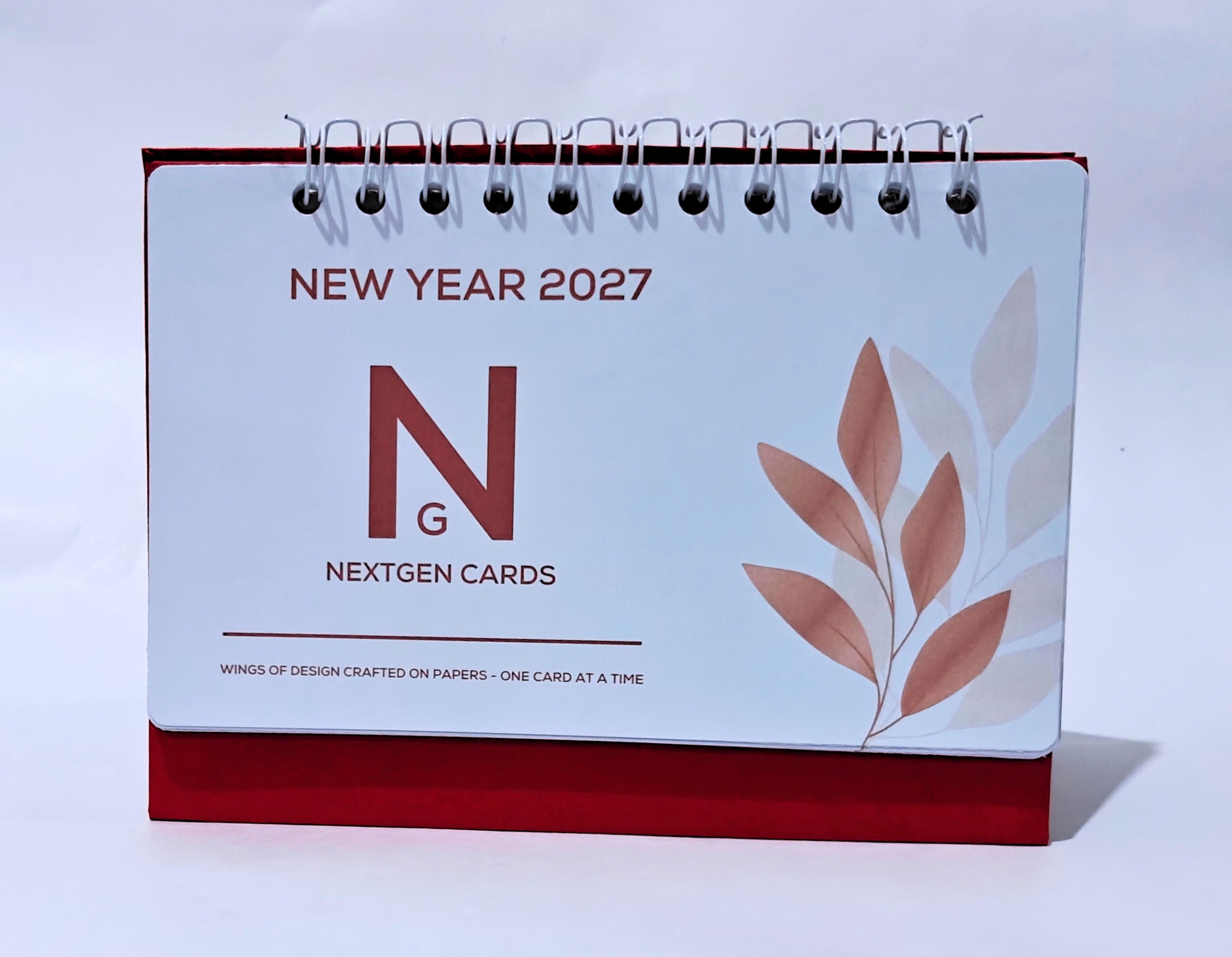 Nextgen Cards New Year 2027 Desktop Spiral Calendar – Minimalist Floral Design